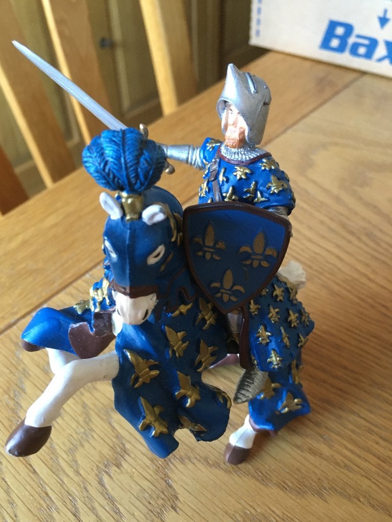Blauw Prins Philip met Paard Papo 39258, Ophalen, Zo goed als nieuw, Paard, Beeldje of Figuurtje