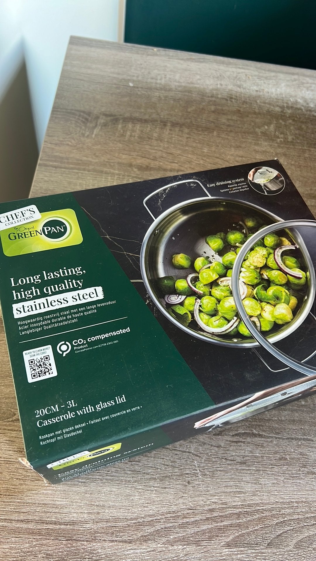 Kookpan met glazen deksel - 3L - 20 cm - Green Pan, Stapelbaar, Nieuw, Ophalen of Verzenden, GreenPan