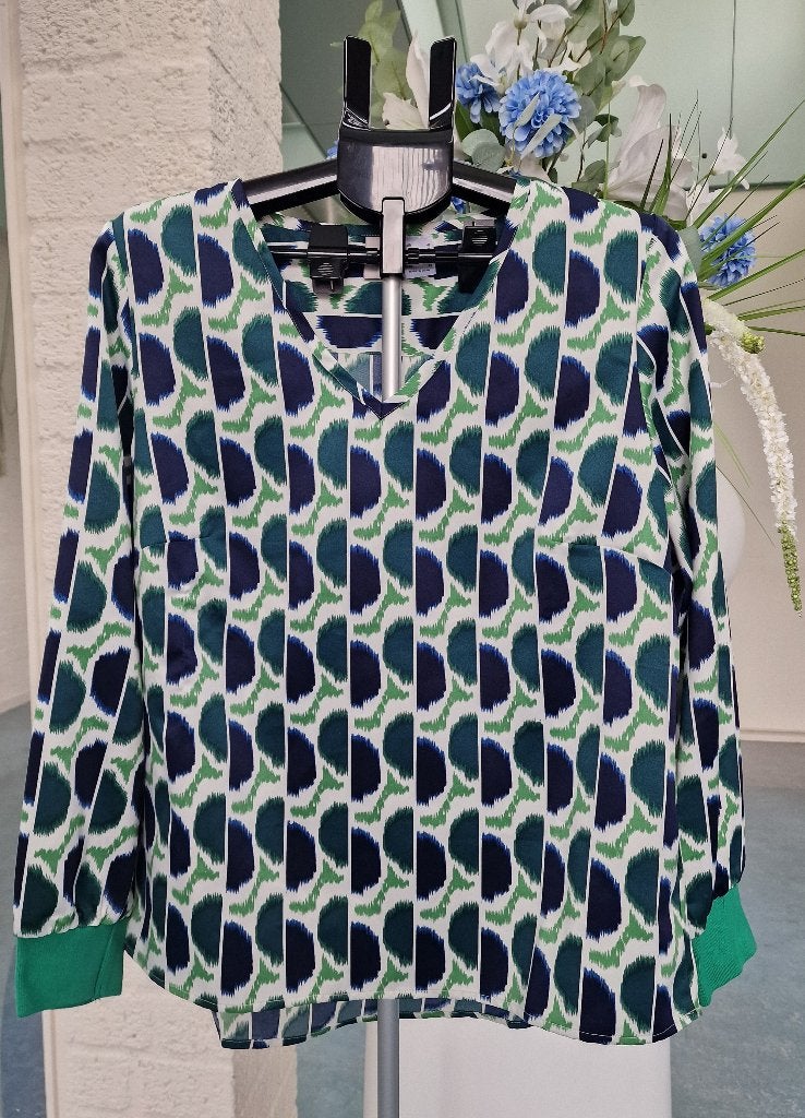 Heine Blouse Print Groen/Marine 42, Ophalen of Verzenden, Zo goed als nieuw, Maat 42/44 (L), Groen