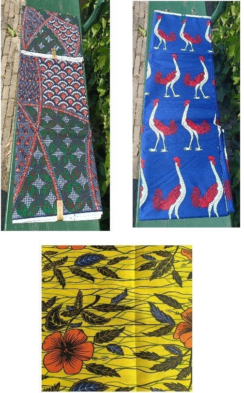 Afrikaanse nieuwe wax stof was katoen 5.50 x 1.15 (6, 7, 8), Overige kleuren, Ophalen of Verzenden, 30 tot 120 cm, Katoen
