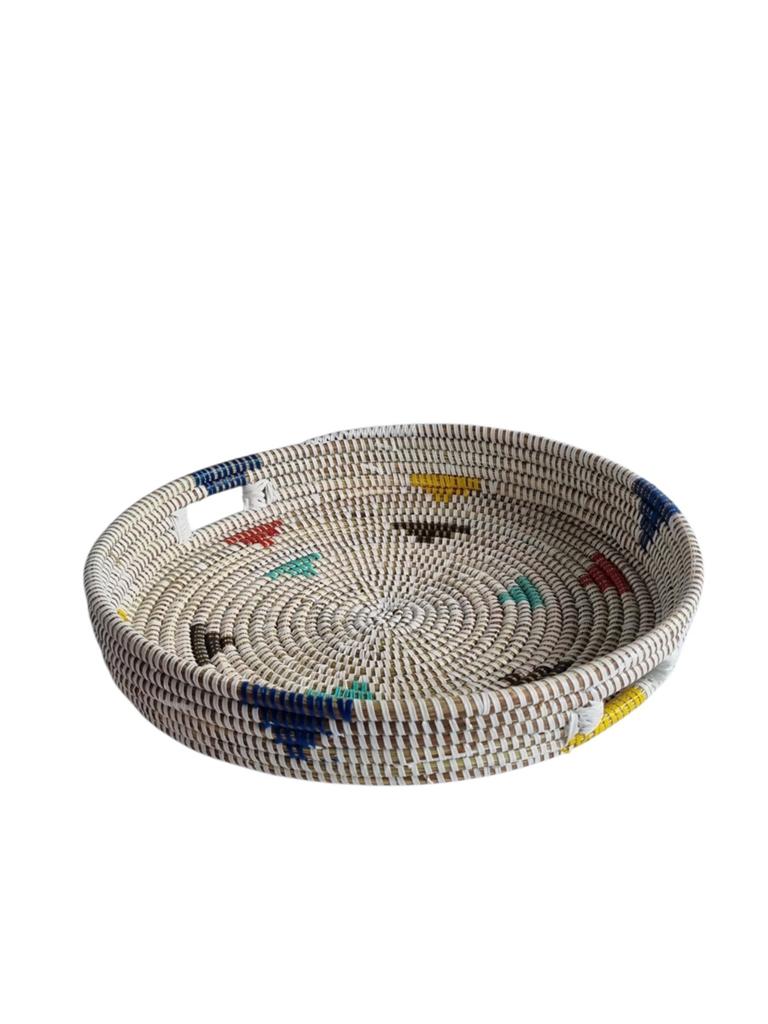 Afrikaans zeegras dienblad met handvatten handgemaakt, Schaal, Rond, Nieuw, Ophalen of Verzenden