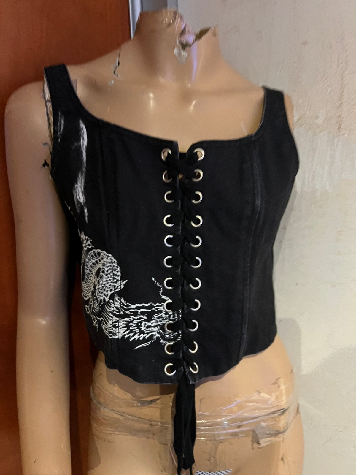 H&M jeans corset met veter maat L Nieuw, G, Zwart, G, Maat 42/44 (L)