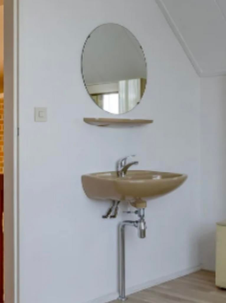 Complete wastafelset: Grohe kraan, wasbak, spiegel & plank, Ophalen, Zo goed als nieuw, Chroom, Wastafel