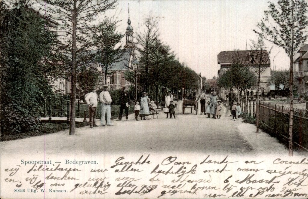 Bodegraven - Spoorstraat - Straatgezicht, Ophalen of Verzenden, Voor 1920, Gelopen, Zuid-Holland