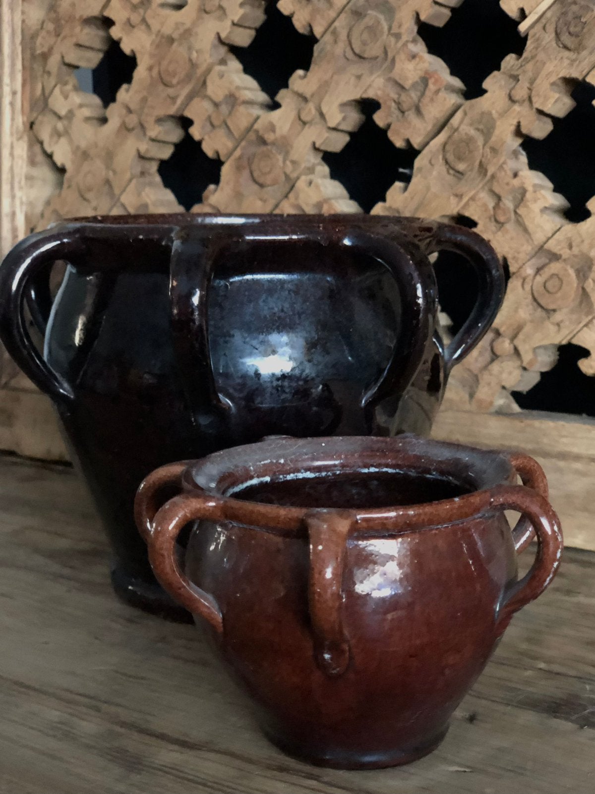 Set oude oor potjes landelijk Brocante sober, Antiek en Kunst, Ophalen of Verzenden