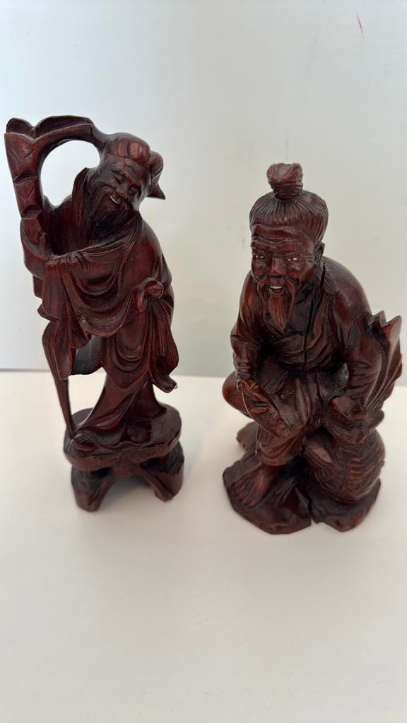 2 Chinese beeldjes ( hout ), Ophalen of Verzenden, Zo goed als nieuw