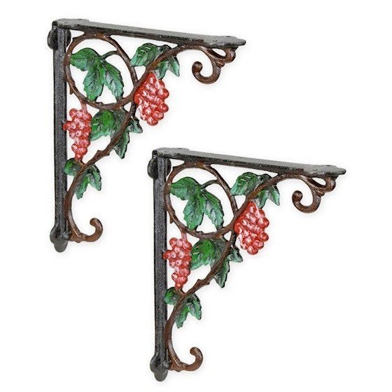 2 plankdragers fruit/bladeren van gietijzer 24,6x21, Antiek en Kunst, Verzenden