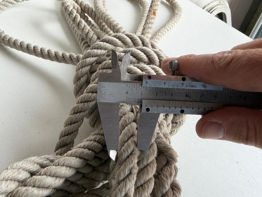 (Anker)lijn 7,5meter met RVS karabijnhaak met knik RVS 150mm, Watersport en Boten, Ophalen of Verzenden, Gebruikt, Lijn of Blok
