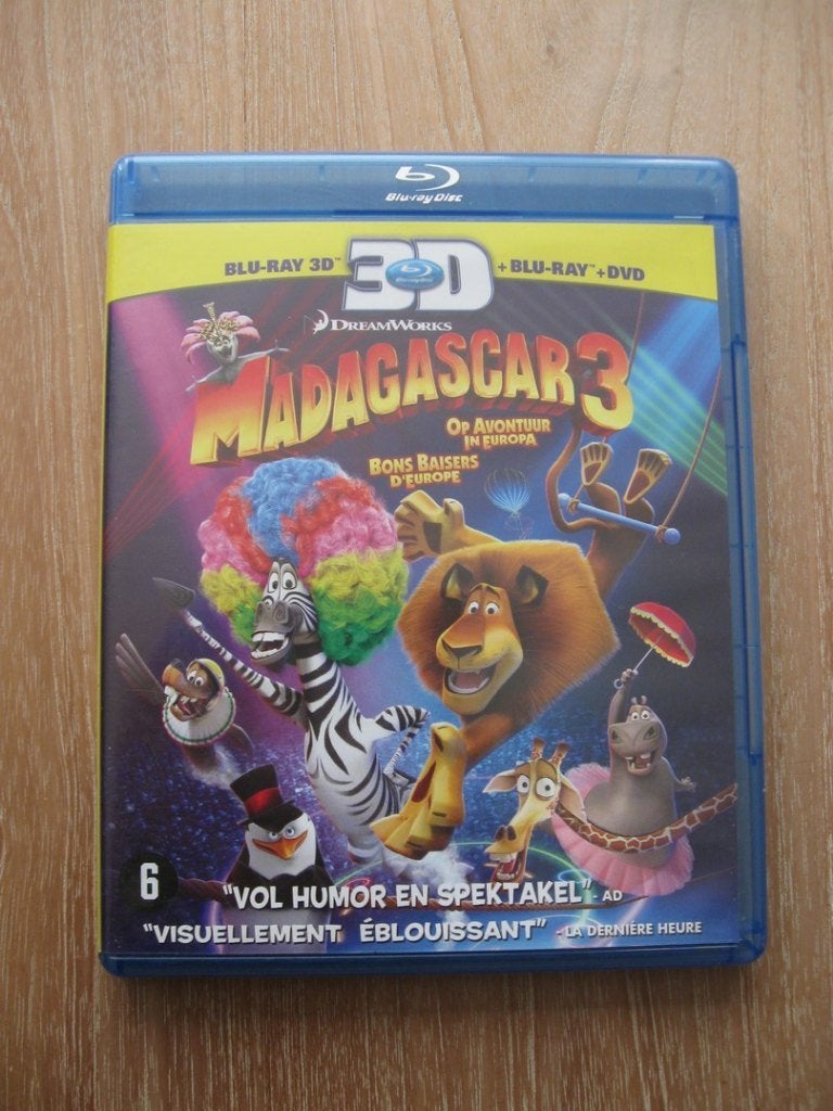 3D Blu-ray (3 Discs) Madagascar 3: Op avontuur in Europa, Nederlands, Film, Ophalen of Verzenden, Vanaf 6 jaar