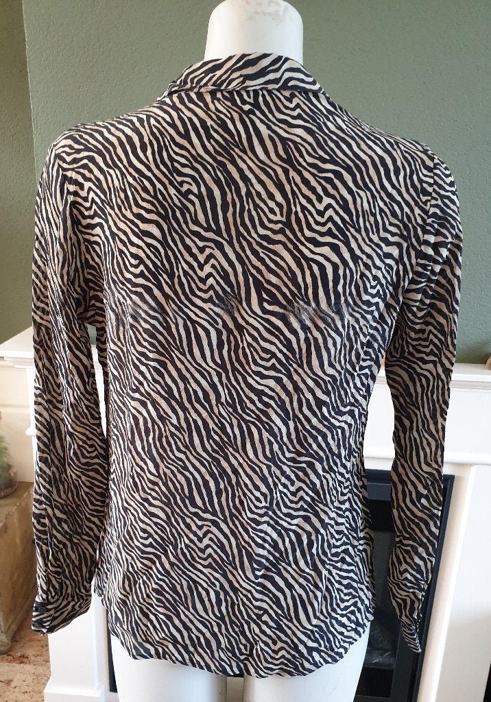Purdey beige zebra top mt 36 S zijde, Verzenden, Beige, Purdey, Lange mouw
