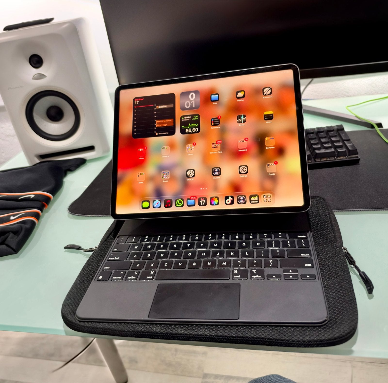 Apple iPad Pro M1 12.9 inch met Magic Keyboard en Pencil, 13 inch of meer, Zwart, Refurbished, Ophalen of Verzenden