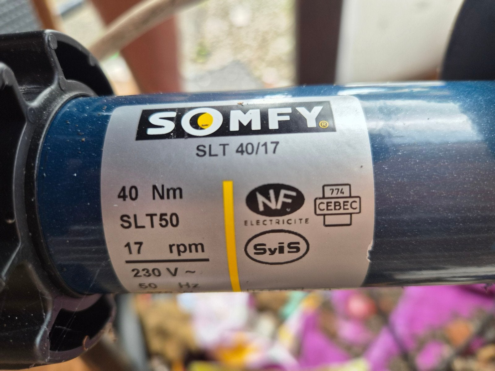 Somfy buismotor SLT 40/17 voor rolluiken/zonwering, Ophalen of Verzenden, Gebruikt, Elektrische bediening