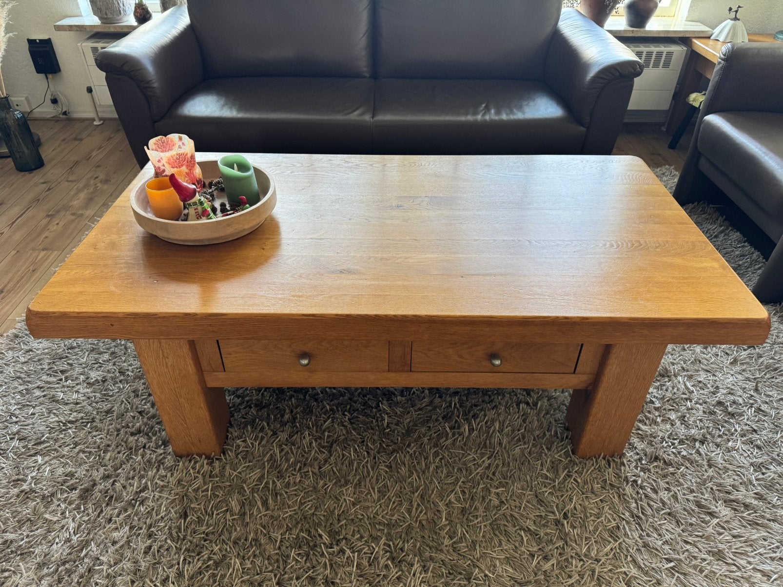 Eiken salontafel, Ophalen, Gebruikt, 100 tot 150 cm, 50 tot 75 cm