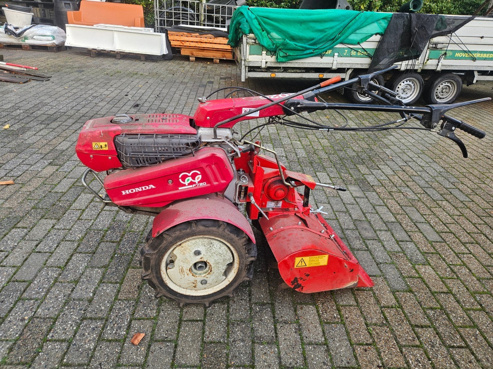Honda F720 Grondfrees met Ploeg en Grasroller, Ophalen, Grondbewerking