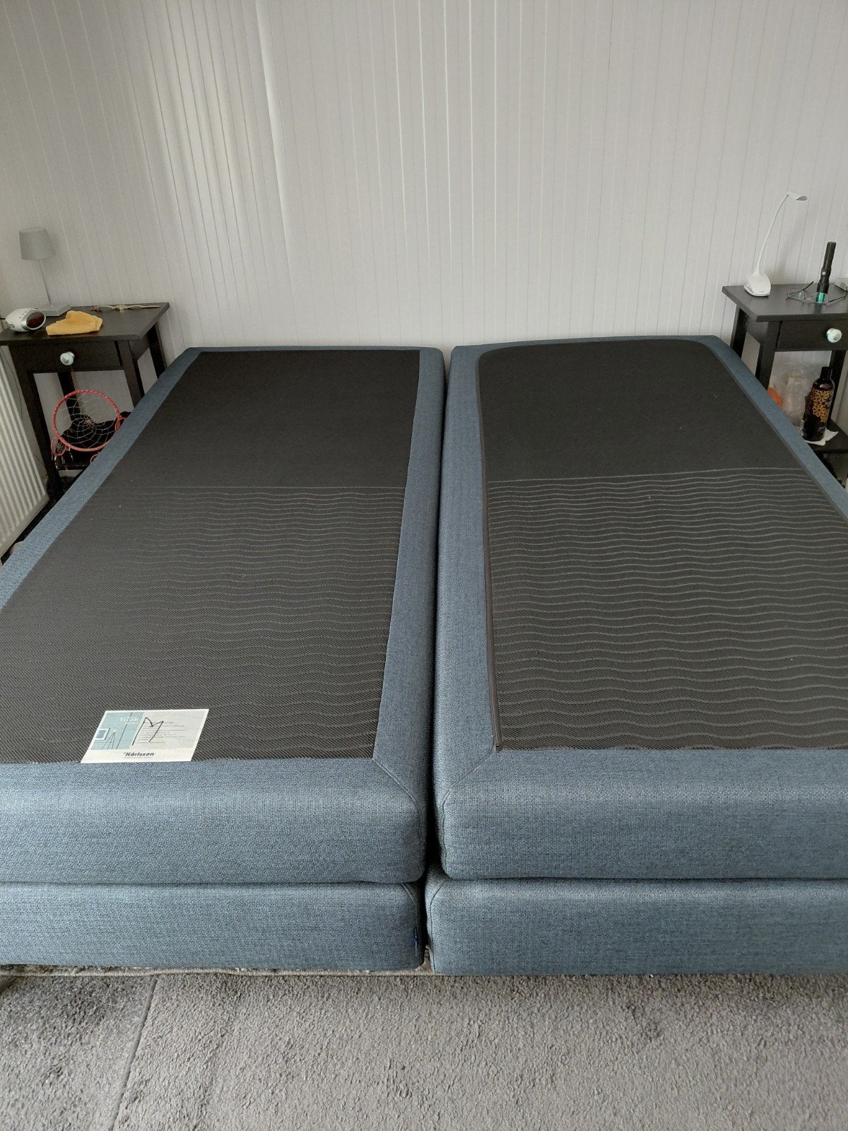 Karlsson  boxspring met Vildår HR Extra Pocketveringmatras ., Ophalen, Blauw, Tweepersoons, 180 cm