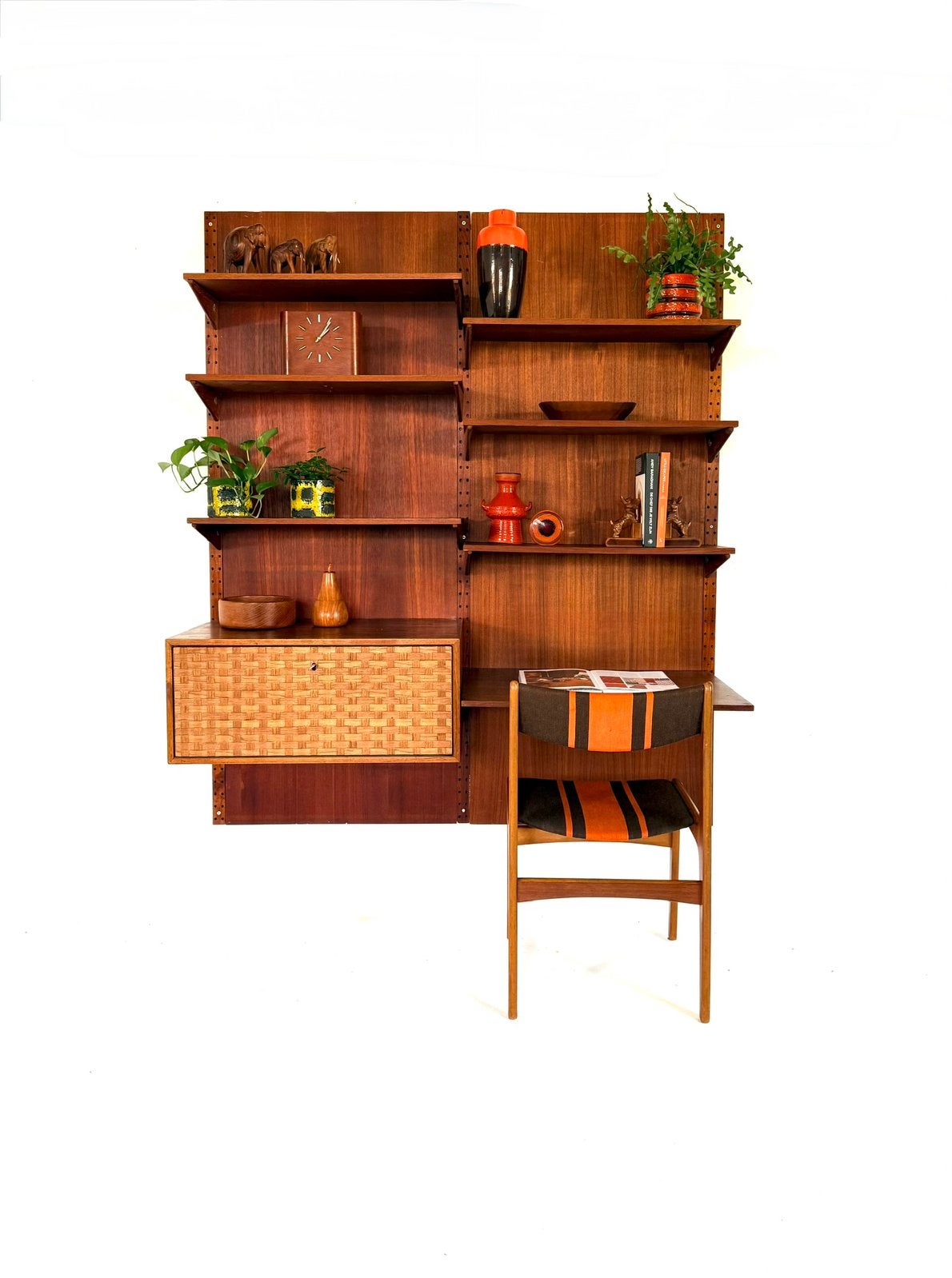 Vintage modulair teakhouten wandsysteem ‘60, Gebruikt, Teakhout, Met deur(en), 150 tot 200 cm