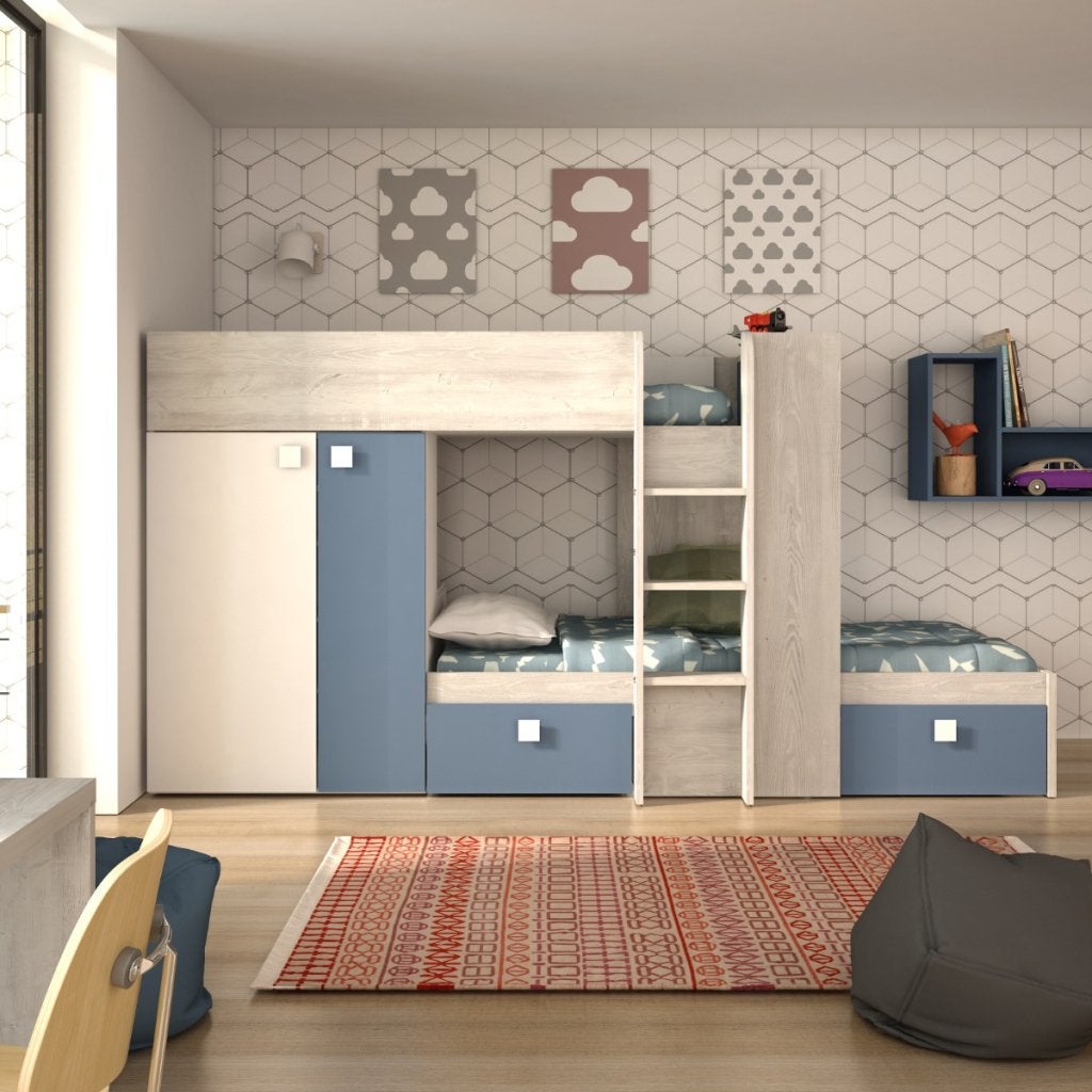 Maxim Multifunctioneel Stapelbed - 90x200 - Blauw, Niet ingevuld, Niet ingevuld, Niet ingevuld