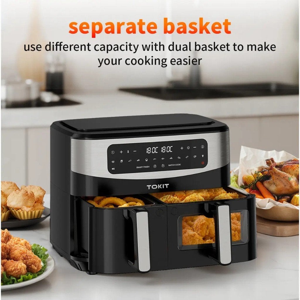 NIEUW - Dubbele airfryer 10L TOKIT - 2 lades tegelijk, Witgoed en Apparatuur, Airfryers, Ophalen of Verzenden, Nieuw, Airfryer XXL