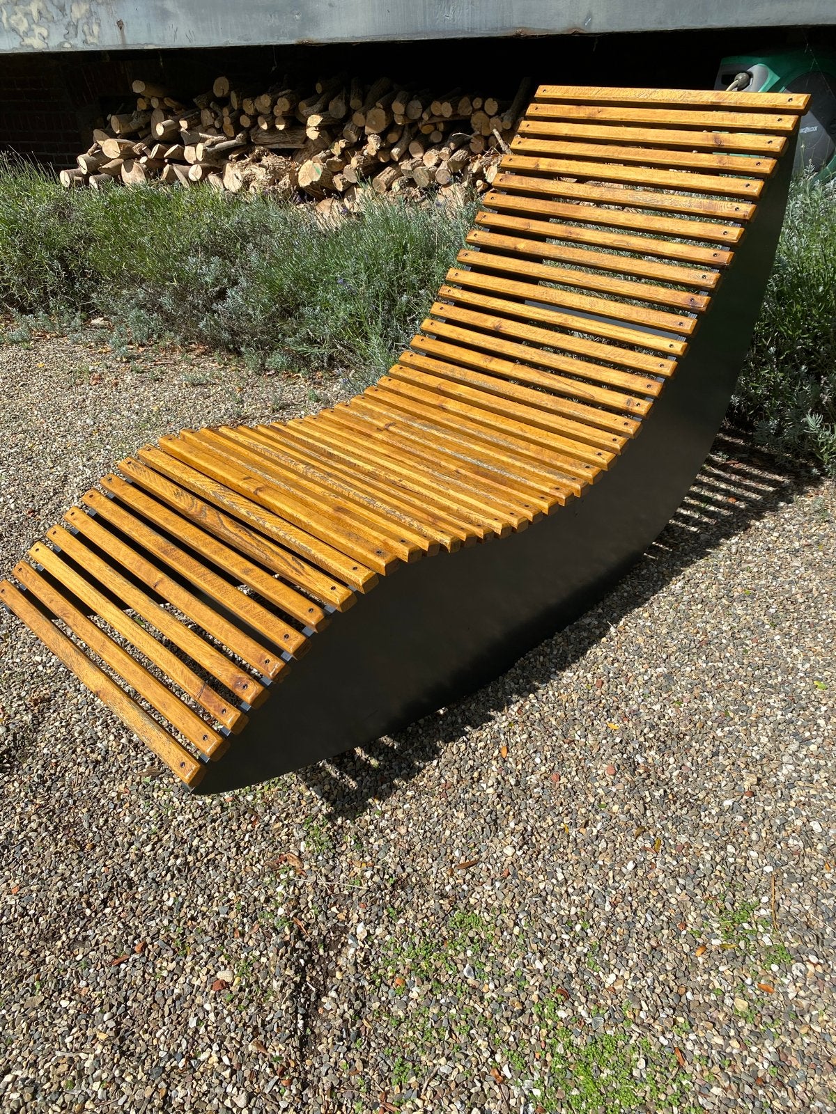 Comfortabele houten ligstoel voor buiten, Tuin en Terras, Ligbedden, Ophalen, Gebruikt, Hout