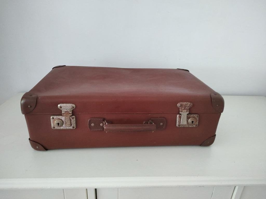 K369 VINTAGE jaren 40 koffer van geperst karton, Sieraden, Tassen en Uiterlijk, Koffers, Overige materialen, Gebruikt, 50 tot 60 cm