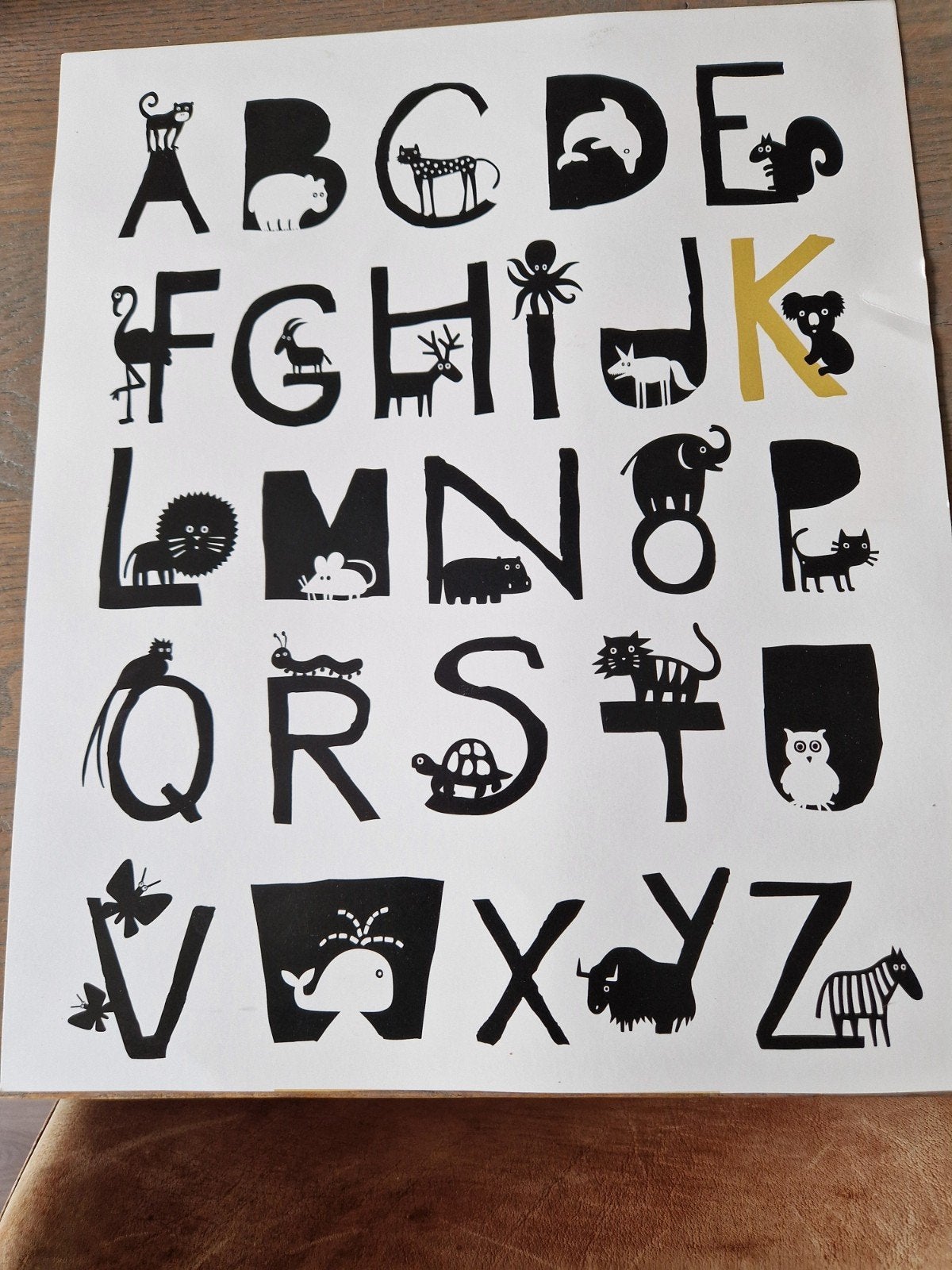 Alfabet poster met dieren - Educatieve kunstprint, 50 – 75, Minder dan 50 cm, Ophalen of Verzenden, Print