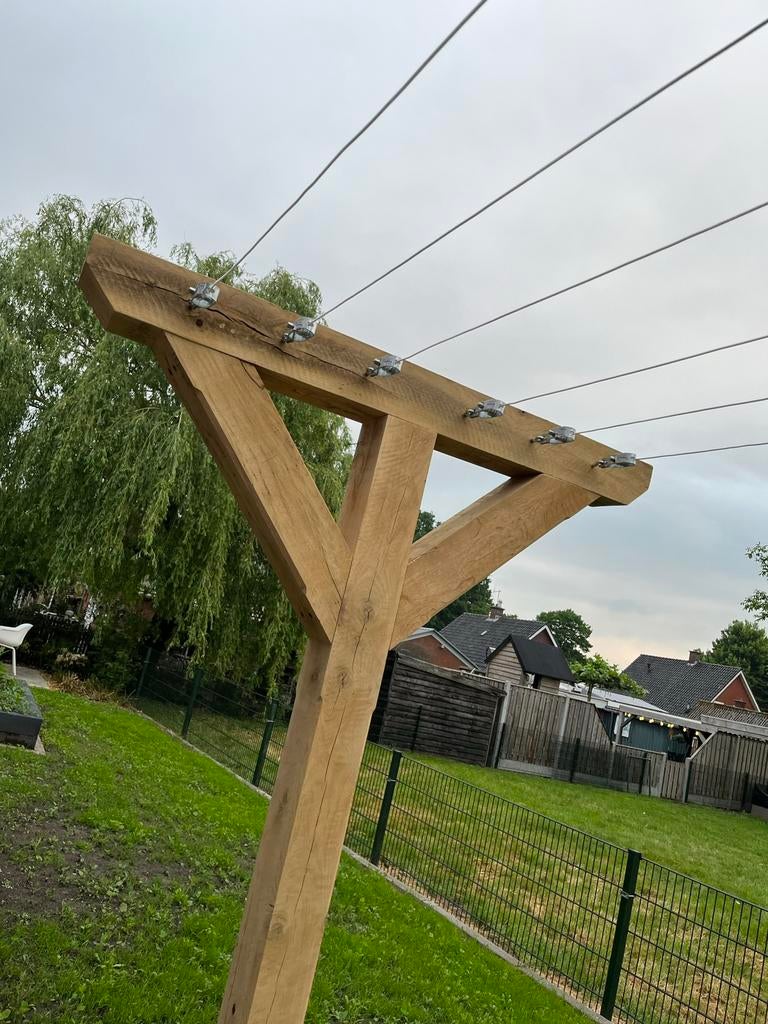 Waspalen / Droogpalen / Waslijnpalen Eiken, Tuin en Terras, Droogmolens en Wasrekken, Ophalen of Verzenden, Zo goed als nieuw