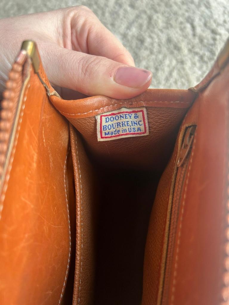 Vintage Dooney & Bourke Handtas Leer Bruin, Ophalen of Verzenden, Gebruikt, Bruin, Handtas