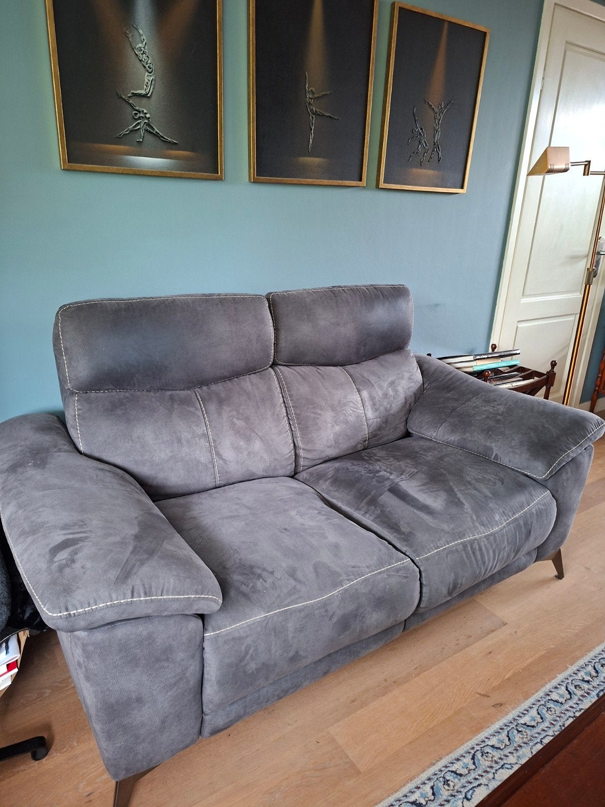 Mooie blauw/grijze bank, Gebruikt, 150 tot 200 cm, Tweepersoons, 75 tot 100 cm