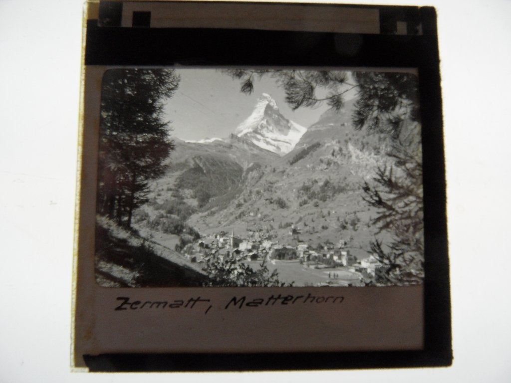 glasdia  zermatt  matterhorn  1910?  zwitserland, Verzamelen, Foto, Zo goed als nieuw, Voor 1940, Buitenland