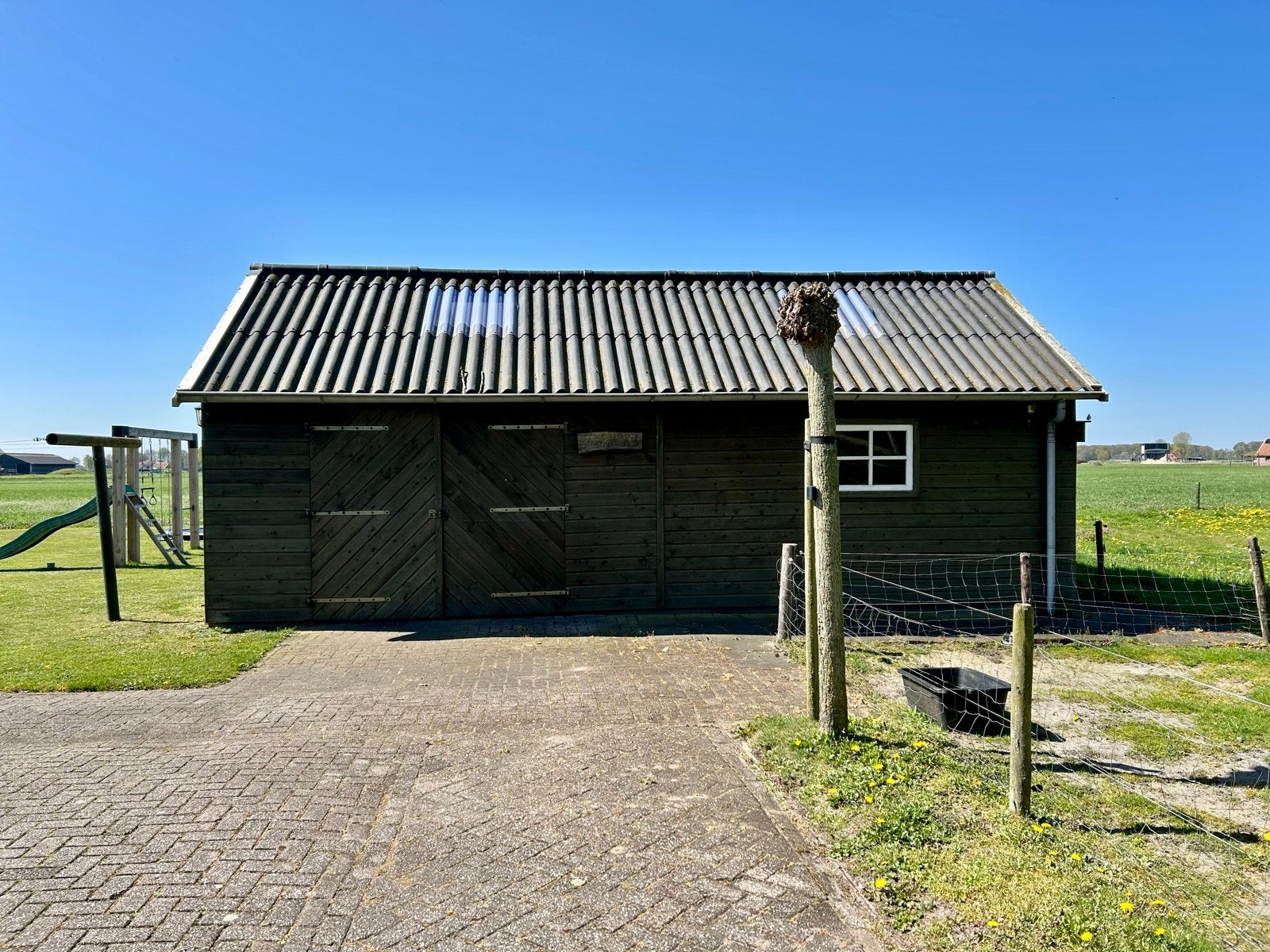 Houten schuur 4x9m - Zelf demonteren, Ophalen, Gebruikt, Hout, Overige typen