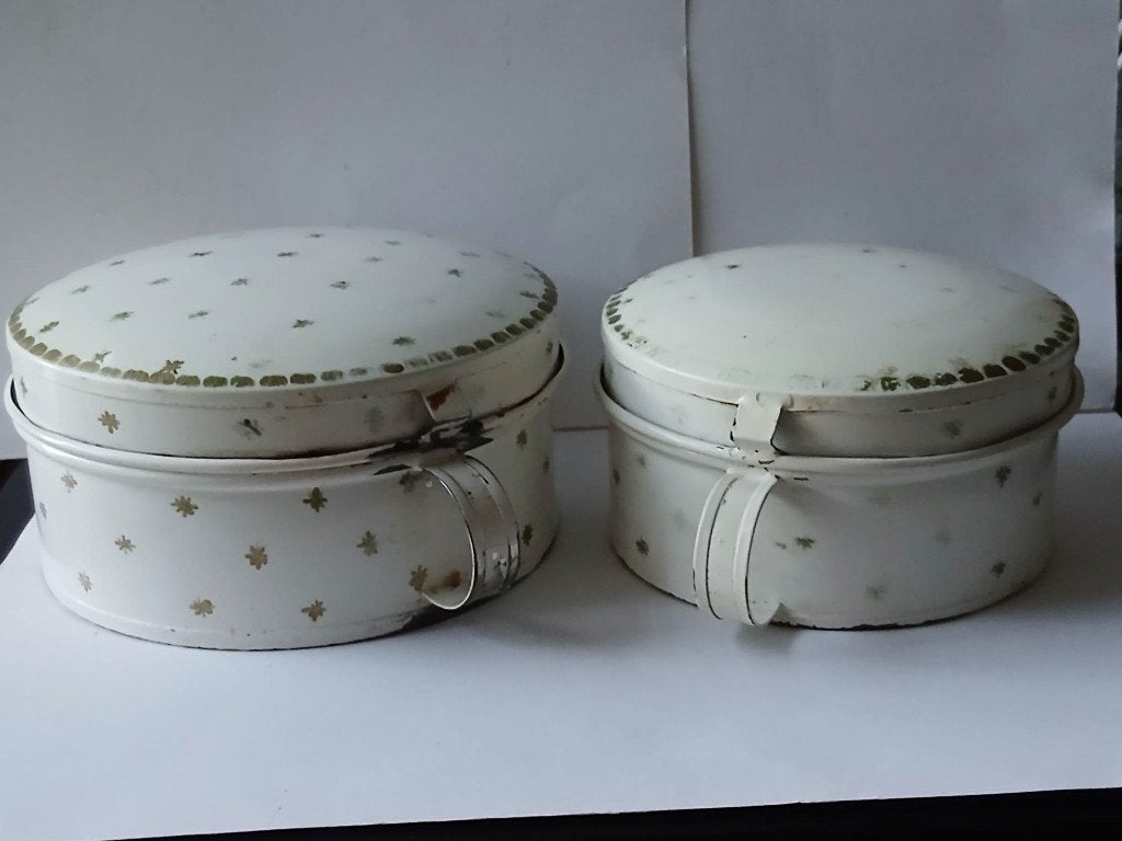 2 Vintage Blikken Trommels, Ophalen of Verzenden