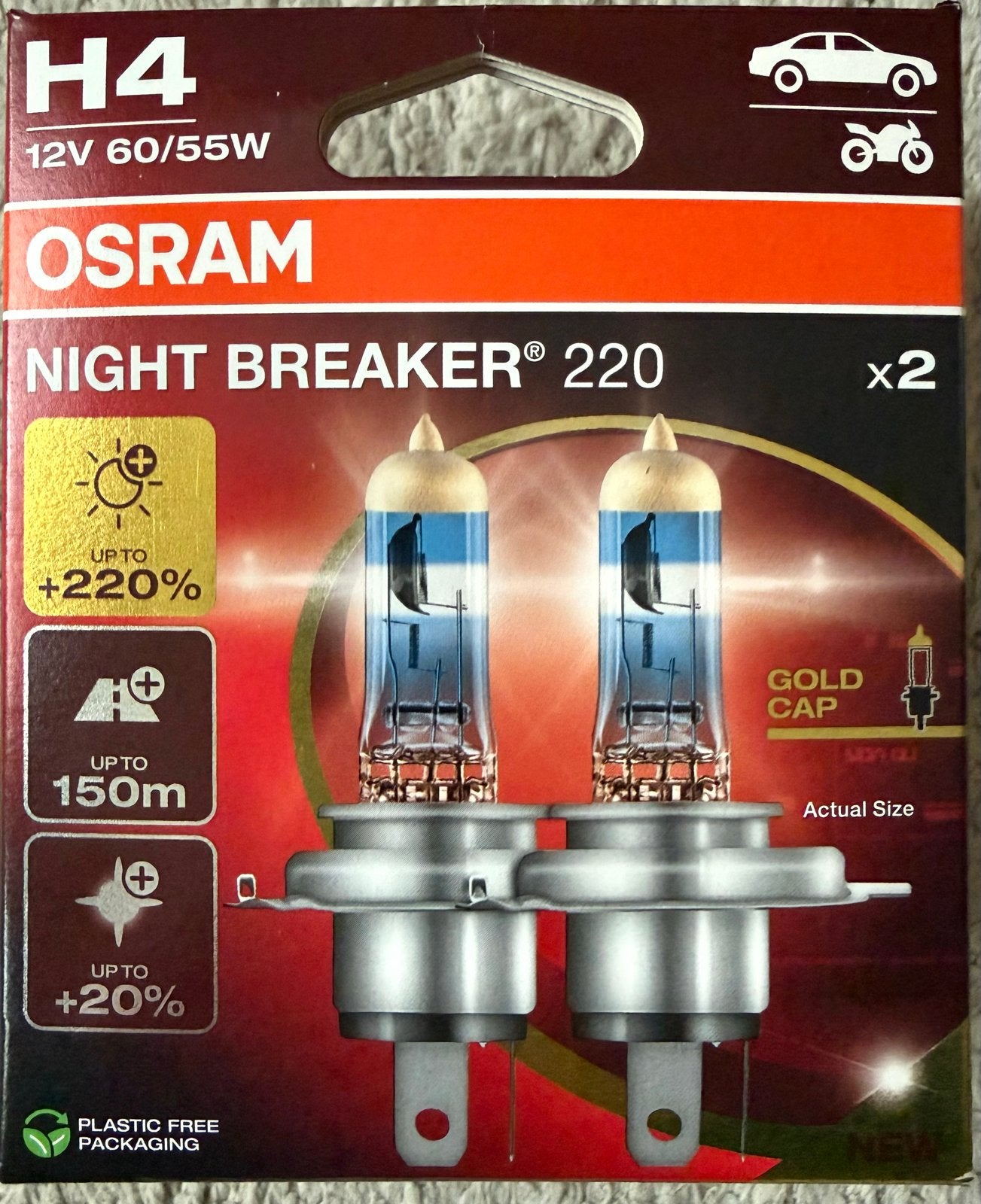 OSRAM Night Breaker 220 H4 Autolampen 12V 60/55W (2 stuks), Ophalen, Nieuw, Overige automerken