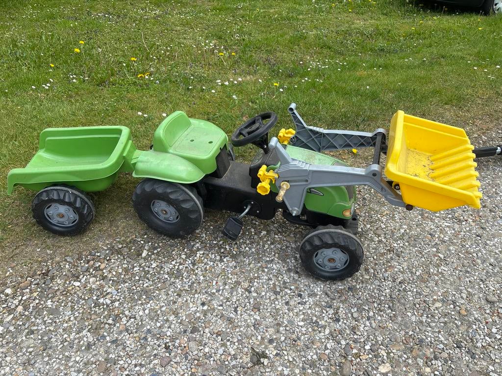 Grote traptractor met aanhanger en voorlader, Kinderen en Baby's, Speelgoed | Buiten | Voertuigen en Loopfietsen, Ophalen, Gebruikt