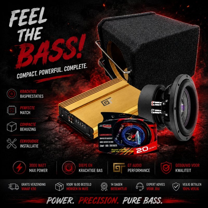 Minipowerpack 8 - Bassface/GT AUDIO - 8 inch - 750 watt RMS, Niet ingevuld, Niet ingevuld, Niet ingevuld