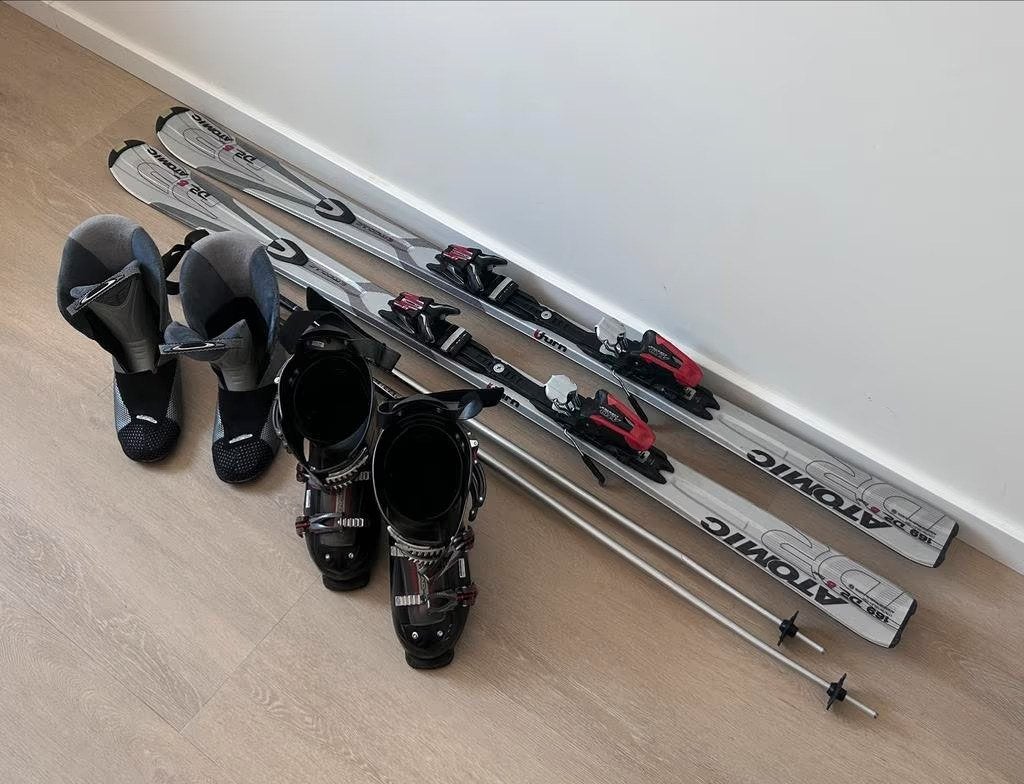 Atomic DR5 Fiber 169cm + Stokken + Schoenen (Head ST Edge), Ophalen, 160 tot 180 cm, Gebruikt, Skiën