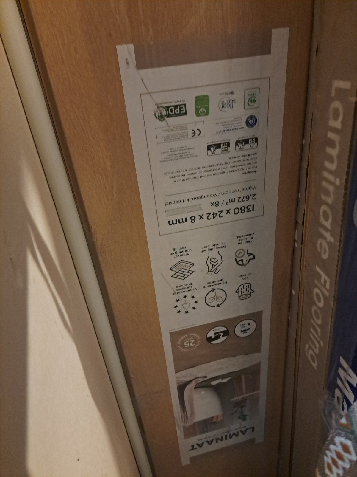 3 pakken laminaat eiken beige 2,672, Doe-het-zelf en Verbouw, Nieuw, 10 tot 30 cm, Hout, 5 tot 10 m²