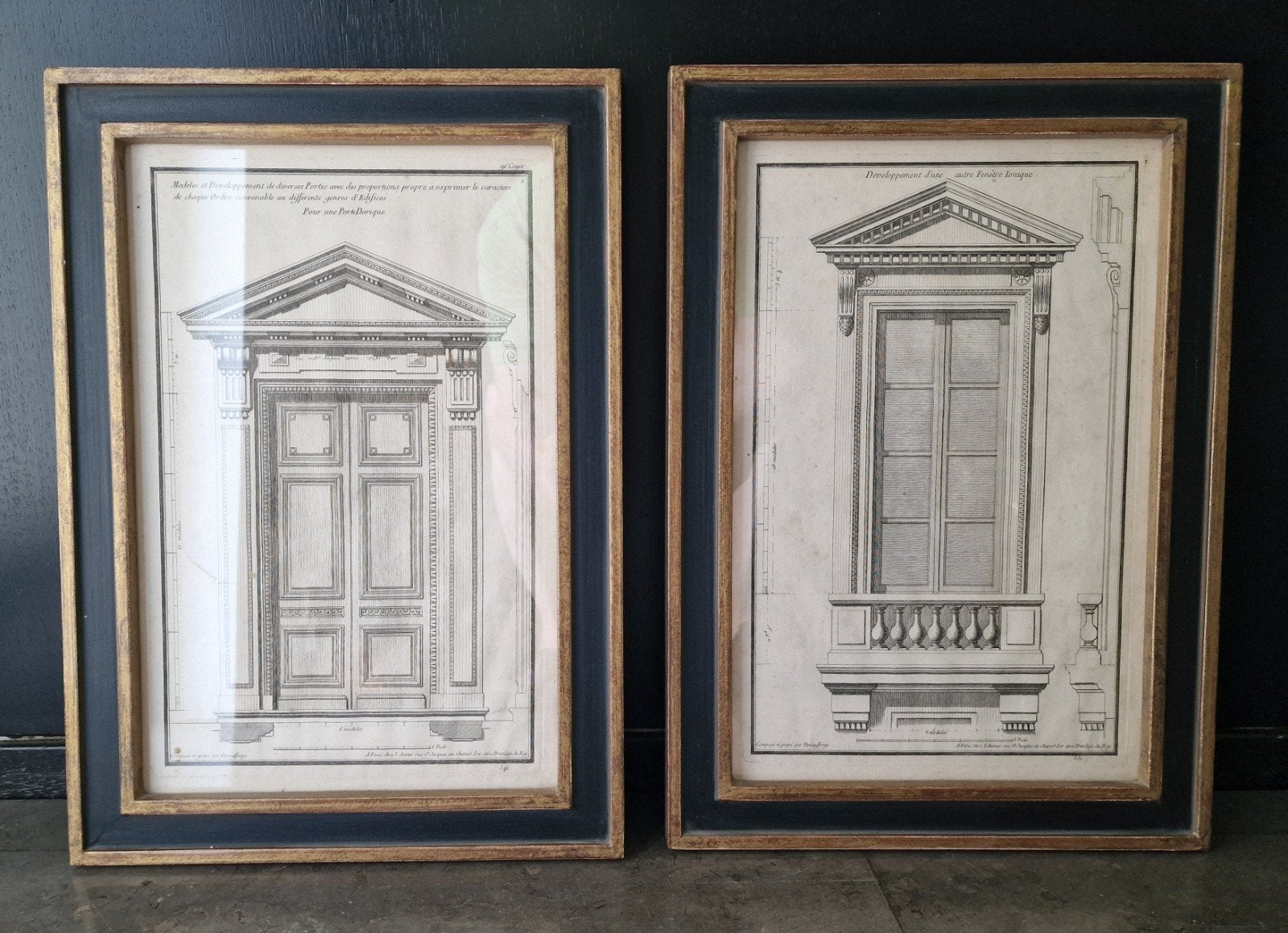 2 17e-eeuwse Franse kopergravures in goud/groene lijst, Antiek en Kunst, Ophalen of Verzenden, Gravure, Ingelijst, 1600 - 1699