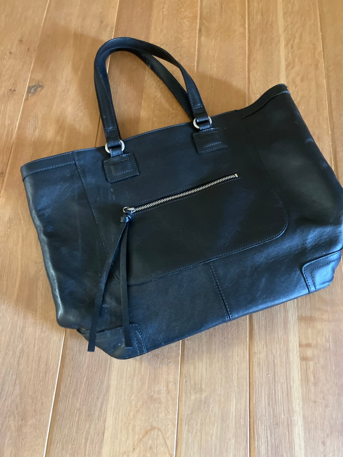 Zwarte leren shopper H&M, Sieraden, Tassen en Uiterlijk, Ophalen of Verzenden, Gebruikt, Zwart, Shopper