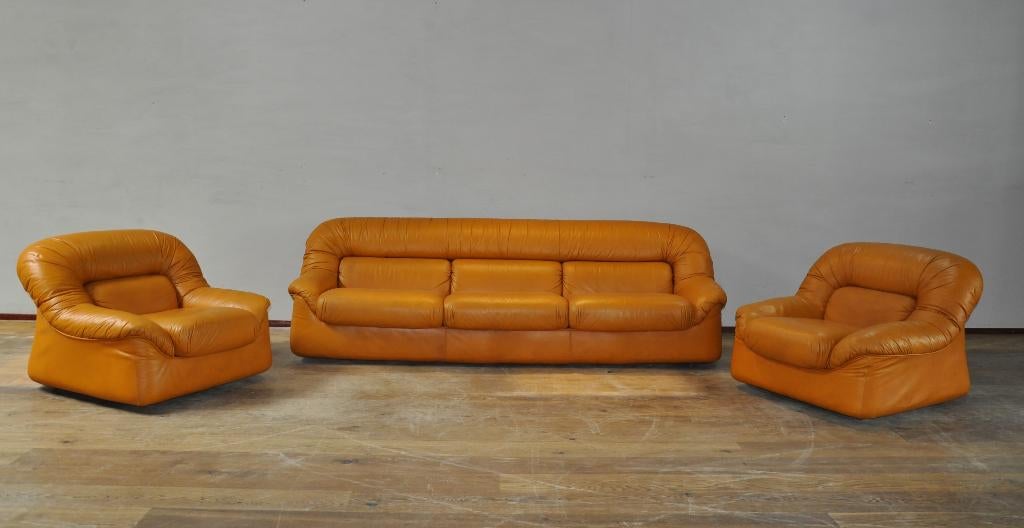 vintage leren bankstel, Ophalen, 250 tot 300 cm, Rechte bank, Vierpersoons of meer