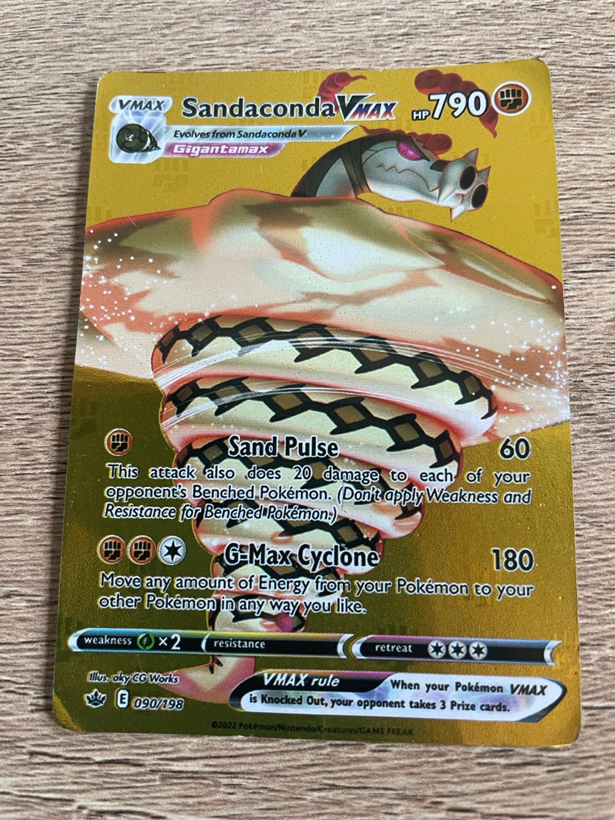Sandaconda VMAX Pokémon Kaart - Gouden Zeldzaam, Ophalen of Verzenden, Zo goed als nieuw, Losse kaart, Foil
