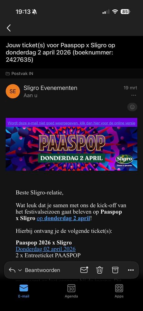 6 tickets voor paaspop - vaste prijs, Twee personen