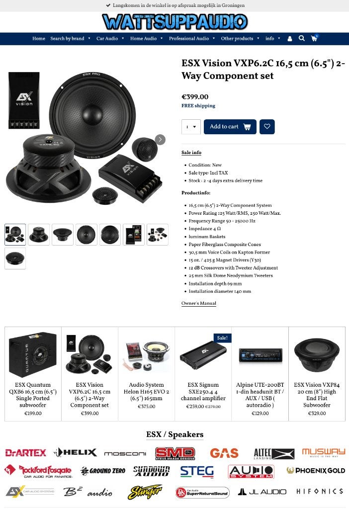 ESX Vision VXP6.2C 16,5 cm (6.5") 2-Way Composet / Speakers, Audio-design, Nieuw, Am Breilingsweg 3, 76709 Kronau, Duitsland, Ophalen of Verzenden
