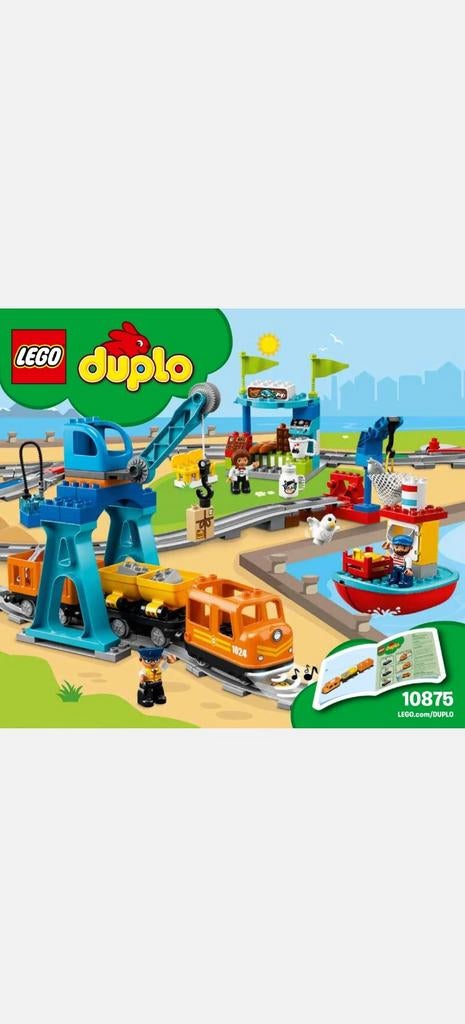 Duplo 10875 Vrachttrein met haven en kraan, Kinderen en Baby's, Speelgoed | Duplo en Lego, Ophalen, Gebruikt, Overige thema's