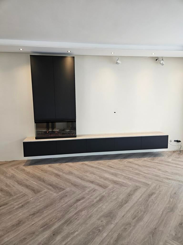 Maatwerk TV-kast met elektrische haard, Huis en Inrichting, Kasten | Televisiemeubels, 200 cm of meer, Nieuw, Ophalen of Verzenden