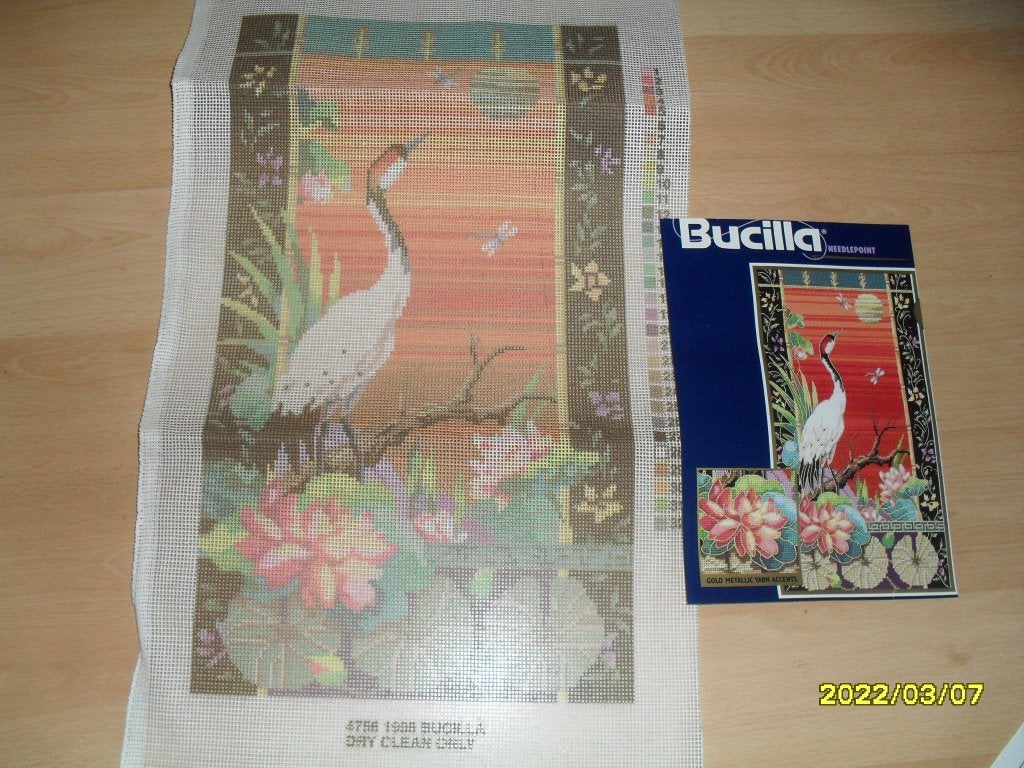 NIEUW Stramien Kraanvogel, Buccila. En Verkoop DMC Garens, Hobby en Vrije tijd, Ophalen of Verzenden, Nieuw, Handborduren, Onderdeel of Toebehoren