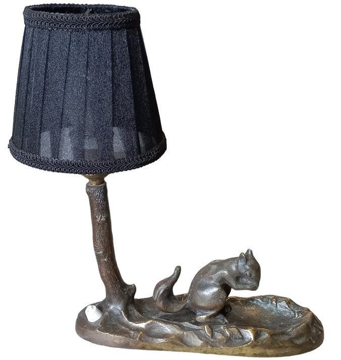 bronzen "Eekhoorn" lampje met vidé poche, Ophalen of Verzenden