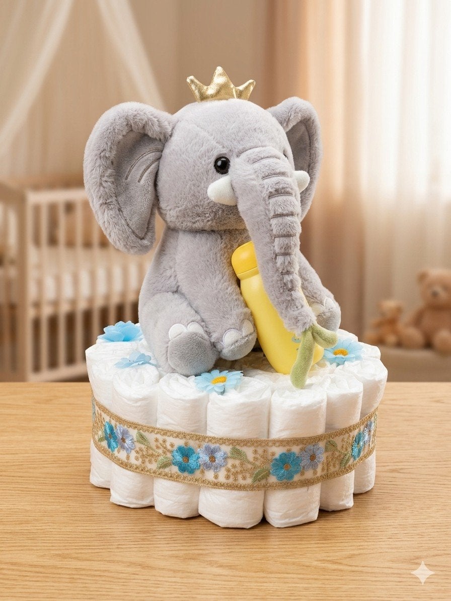 Luiertaart met knuffel olifant - Kraamcadeau, Ophalen of Verzenden, Nieuw