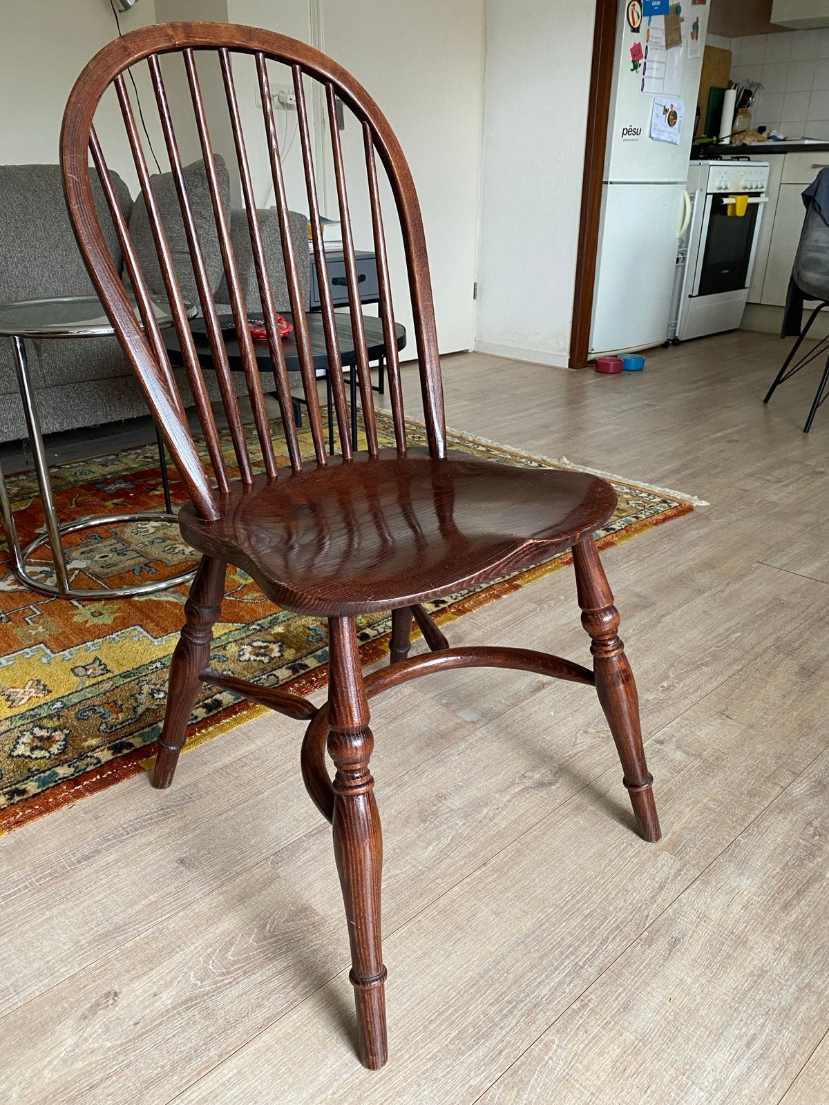 Vintage Windsor stoel - donkerbruin hout, Ophalen