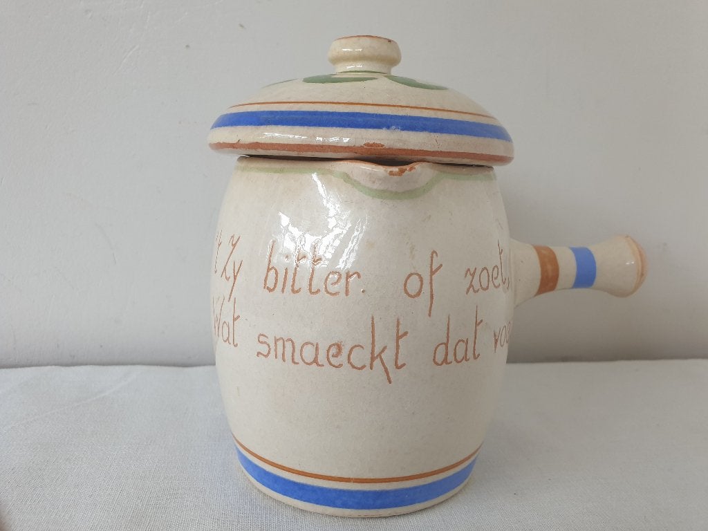 Siroop kannetje met tekst. Goedewaagen Gouda Holland, Huis en Inrichting, Ophalen of Verzenden, Zo goed als nieuw, Steen/keramiek