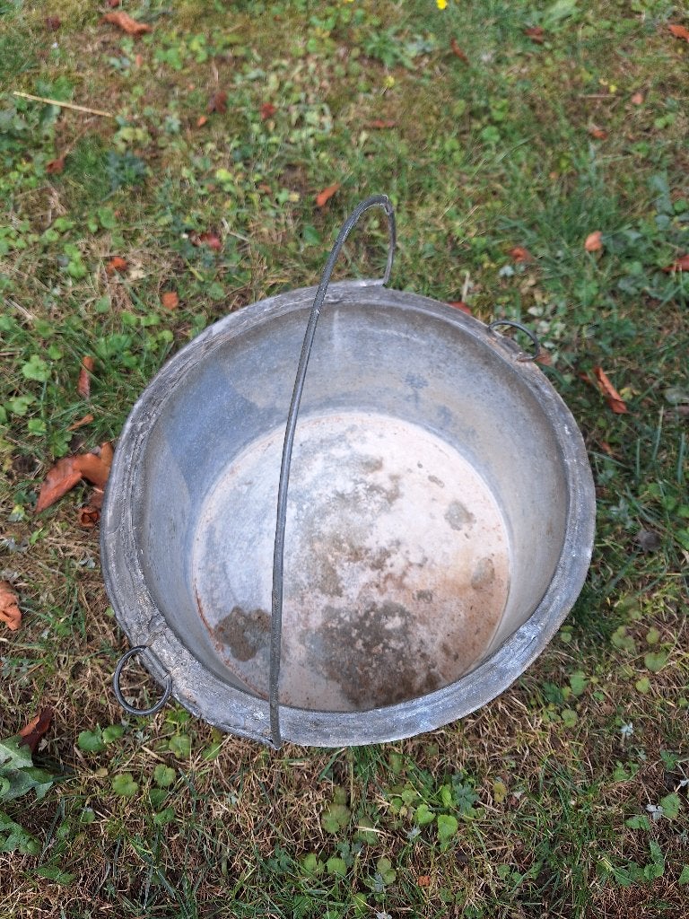 Zinken plantenbak, Tuin en Terras, 25 tot 40 cm, Overige materialen, Gebruikt, Rond